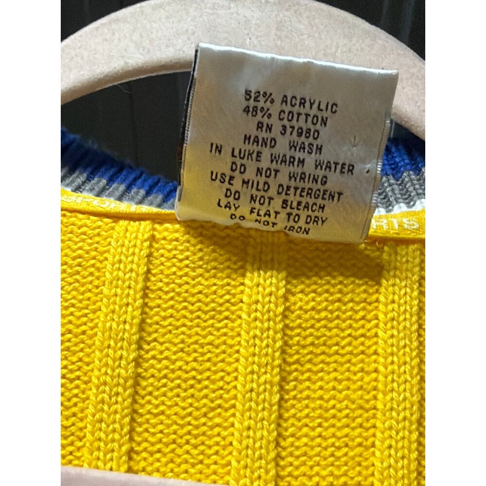 FUBU Cable Knit Sweater Vest Yellow Preppy Streetwear Retro - Picture 6 of 6